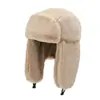 Chapéu Lei Feng Quente de Inverno para Homens e Mulheres Proteção contra Frio ao Ar Livre Pelo de Coelho Moda Casual Ciclismo Chapéu com Proteção para Orelhas Chapéu de Algodão