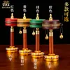 Rueda de Manivela de Cuero y Cobre de Xizang con Mantra de Seis Caracteres, Cilindro Giratorio de Manivela del Dios Amarillo de la Riqueza, Adorno de Cubo de Oro Giratorio de Mano
