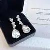 Pendientes de Diamante Gota de Agua, Lujo Ligero, Borlas Brillantes de Perlas de Imitación, Pendientes Exquisitos y Sencillos Estilo Coreano para Mujer