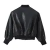 Ropa de mujer transfronteriza 2026 Comercio exterior europeo y americano al por mayor color liso moda holgada cremallera chaqueta de cuero