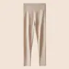 Calça Feminina de Lã e Seda Outono Tamanho Grande Cintura Alta Calça Quente Outono e Inverno Sem Marcas Aquecimento Base Forrada com Fleece Calça de Fleece Feminina Espessa