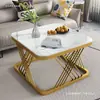 Mesa de Café Cuadrada Nueva de Pizarra Engrosada, Lujo Ligero Moderna para Sala de Estar Uso en Casa Apartamento Pequeño Mesa Auxiliar, Mesa de Café Minimalista de Moda