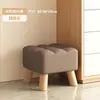Banqueta Pequeña de Madera Maciza para Entrada de Casa para Cambiar Zapatos, Mesa de Café Baja para Apartamento Pequeño en Sala de Estar, Banco Sencillo, Taburete para Sofá, Taburete Cuadrado