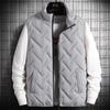 Chamarra chaleco acolchado de algodón con cuello vertical, herramientas abajo, peto de invierno para mediana edad, cálido, sin mangas, con logotipo personalizado para hombre
