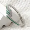 Pulsera Abierta Temática de Animales Serpiente Verde Transfronteriza con Diamantes, Joyería de Gama Alta de Personalidad de Nicho Versátil, Accesorios de Lujo Ligero para Mujer