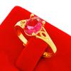 Anel Feminino Cor Ouro Aluvial Rubi Que Não Desbota por Muito Tempo, Anel Aberto de Nicho com Imitação de Turmalina Diamante Incrustado com Jade Sintético