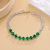Pulseira de zircônia esmeralda de alta qualidade transfronteiriça, pulseira feminina Joker com diamantes, pulseira rosa atacado