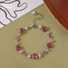 Pulsera de Acero Inoxidable Color Dopamina Lujo Ligero Estilo Ins Pulsera de Circonita Arcoíris Versátil Sentido de Diseño de Nicho Joyería de Mano