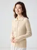 Nuevo Suéter de Cachemir 35% Color Puro Otoño/Invierno para Mujer, Cuello Medio Alto, de Botones, Ajustado, Cárdigan de Punto, Prenda Base