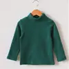 Versão coreana de camisa base de algodão escovado de gola alta para crianças meninos e meninas casaco base de algodão não desbota e não faz bolinhas