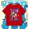 Kpop Caçadores de Demônios Caçador de Demônios Reunião Gola Redonda Manga Curta Verão Solta Camiseta para Crianças Maiores Casual Top