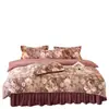 Temporada de Invierno Juego de Cama de Vellón de Leche de Cuatro Piezas Estilo Colcha Vellón de Doble Cara Cálido Engrosado Funda de Edredón Vellón de Coral 1.8m Suministros