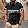 Camisa Polo Casual Diária Masculina de Manga Curta, Listrada, Solta, Moda Tendência Europeia e Americana, Venda Quente, Estampa Digital 3D