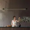 Luminária Pendente para Restaurante Suspensa Levantável Estilo Italiano Luxo Leve Sensação de Alto Padrão Bancada de Ilha Bancada de Bar Tira Longa Linear Lâmpada de Vidro para Mesa de Jantar