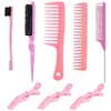 Pente de cabelo transfronteiriço kit de cabeleireiro pente de cabelo de três fileiras de espiral pente de cabelo de agulha de aço pente de cauda de rato pente de cabelo de dentes largos linha do cabelo pincel de sobrancelha