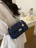 Bolso de cadena retro estilo coreano con patrón de diamantes para mujer, bolso cuadrado pequeño de solapa de alta gama, bolso de hombro y bandolera moderno y versátil