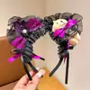 Tocado de Halloween Sombrero Mágico de Bruja Diadema Decoración de Maquillaje Diadema de Encaje Horquilla de Calabaza Accesorio para el Cabello de Fantasma