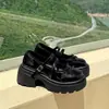 Zapatos Pequeños de Cuero Negros Estilo Retro Francés con Tacón Grueso y Suela Gruesa para Mujer 2026 Nuevo Verano Combinación con Faldas Mary Jane de Boca Baja Zapatos de Salón