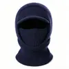 Nuevo gorro para hombre con protección para los oídos y forro de polar, gorro de lana tejido con calentador de cuello integrado, engrosado para ciclismo en otoño e invierno, gorro de una pieza que protege el cuello