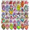 Conjunto Transfronteiriço de 56 Peças de Adesivos Artísticos Coloridos de Coração, Materiais Decorativos Criativos e Únicos Sem Repetição, Adesivos à Prova d'Água para Graffiti