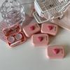 Estuche para Lentes de Contacto, Estuche Simple y Portátil para Lentes de Contacto, Caja de Cuidado Compañera, Doble Caja con Corazón Girly Ins, Caja de Almacenamiento para Miopía