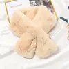 Bufanda con Cuello de Piel Sintética de Conejo Rex para Mujer, Estilo Coreano, Linda, Versátil, Cruzada, Otoño e Invierno, Celebridad de Internet, Protección para el Cuello, Felpa Engrosada