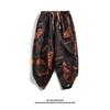 Pantalones de lino de verano para hombre, pantalones casuales de seda helada con farol, pantalones capri holgados y finos, pantalones de playa de talla grande