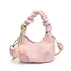 Bolsa de Ombro Plissada Estilo Ocidental para Meninos e Meninas, Mini Bolsa Transversal Florzinha Doce para Bebês, Nova Bolsa Nuvem de Exportação para Crianças