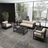Oficina de Ventas Directas de Fábrica de Foshan Sala de Recepción de Negocios Sofá Mesa de Café Nuevo Estilo Chino Combinación de Sofá de Recepción Simple