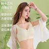 Roupa íntima feminina com botões frontais estilo chinês, estampa em relevo, push-up, sem costura, tamanho grande, sutiã esportivo, anti-queda, respirável, sutiã que retrai o peito