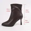 Botas femininas elegantes de salto alto estilo europeu e americano, bico fino, material macio, zíper lateral, salto agulha, botas nude, fornecimento transfronteiriço