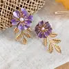Pendientes de botón con gota de aceite, flor, hoja, perla, estilo vacación en la playa, dopamina, pendientes colgantes, nicho, hermoso temperamento, joyería para orejas