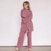Pijama Puro Algodão 2025 para Mulheres no Outono, Conjunto de Duas Peças com Calça Longa, Solto, Respirável e Confortável, Roupas de Casa Transfronteiriças Europeias e Americanas para Mulheres