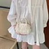 Bolsa de Bolos Portátil Linda Estilo Coreano Modelo Nuevo 2026 Bolso Plegado con Textura Simple Bolso de Hombro Cruzado de Moda