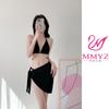 Traje de Banho Sexy com Tiras para Mulheres 2026 Comércio Exterior Europeu e Americano Conjunto Biquíni Três Peças com Corrente de Diamante Moda Praia