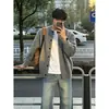Suéter cárdigan gris claro para hombre, atuendo otoñal tipo esposo, tejido, estilo perezoso, holgado, casual, travieso, guapo, chaqueta