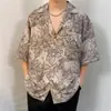 Camisa vintage estilo Hong Kong com estampa havaiana completa e manga curta, camisa vintage com flora para homens e mulheres, camisa de praia para casal yuppie tailandês
