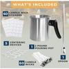 Olla para verter para hacer velas de aluminio incluyendo cuchara para mezclar, 5 dispositivos de centrado, 60 mechas para velas y pegatinas