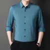 Camisa de Manga Larga para Hombre Nueva de Otoño 2022 Sin Marcas Ajustada Moda Tendencia Color Sólido Camisa Elástica para Hombre Sin Marcas