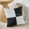 Funda de Cojín Patchwork de Pana Popular Transfronteriza, Funda de Cojín Lumbar Sólida Simple, Funda de Cojín para el Hogar Rayada de Felpa