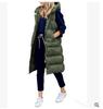 Chaqueta larga acolchada de algodón con capucha de color sólido para otoño e invierno 2023, holgada, cálida, informal, de moda, con cremallera de un solo pecho, sin mangas, exterior
