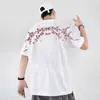 Camiseta Casual de Moda Nacional de Talla Grande con Textura de Alta Gama Ropa de Media Manga para Pareja Camiseta de Manga Corta de Marca de Moda con Bordado de Flor de Ciruelo