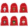 Bolsa grande de franela roja navideña, bolsa de regalo para dulces navideños, bolsa de exhibición navideña, bolsa con cordón ajustable, venta al por mayor