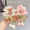 Elástico de Cabelo Tulipa Estilo Coreano de Princesa, Scrunchie Floral, Corda de Cabelo Feminina, Faixa de Cabeça, Acessório de Cabelo Atmosférico, Elástico de Cabelo Infantil