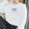 Camiseta de Manga Larga de Algodón Puro de Peso Pesado 260g para Hombre Estilo Nuevo 2026 Blanca de Corte Holgado Camiseta Base de Algodón