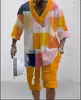 Traje Jacquard Impreso en 3D Transfronterizo para Hombre Verano Holgado Camiseta de Manga Corta Pantalones Cortos Cuello en V Traje Deportivo Traje de Dos Piezas para Hombre