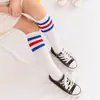 Venta de Liquidación [Calcetines a Rayas Hasta la Rodilla] Calcetines de Fútbol para Niños al por Mayor Algodón Coreano Sin Talón Rayados de Altura Media