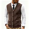 Suéter Colete Masculino Casual de Gola V Moda Outono Inverno Versátil Plus Veludo Tamanho Grande Suéter Colete Masculino