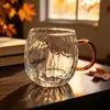 Taza de vidrio martillado de alto borosilicato con asa, adecuada para preparar té, taza de vidrio resistente al calor para uso doméstico, taza de agua, taza de té y taza para invitados para la sala de estar