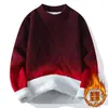 Tejido de Punto Cuello Redondo Color Degradado para Hombre Otoño e Invierno Terciopelo Espesado Tejido de Punto para Adolescentes Estudiantes de Secundaria Tejido de Punto Cálido